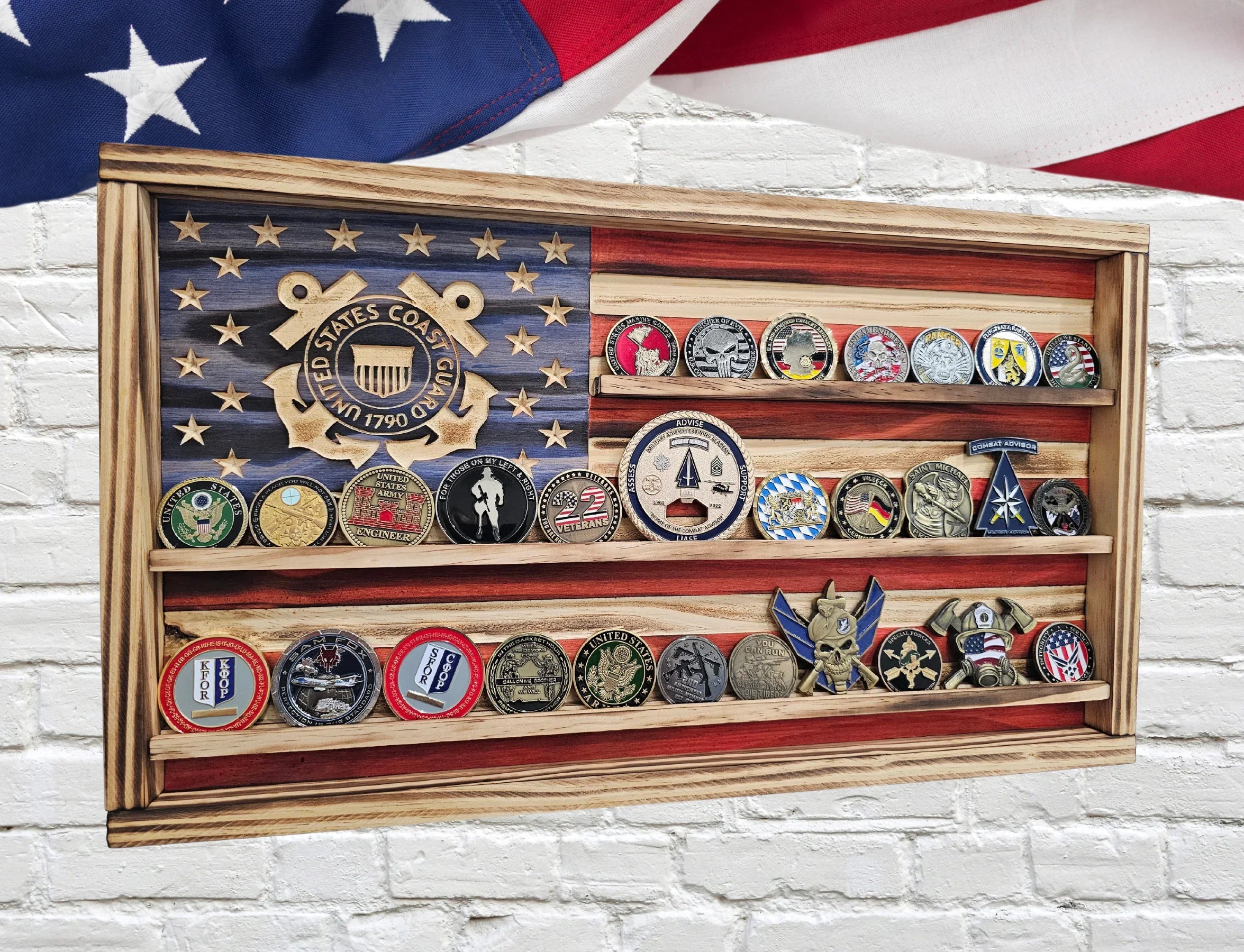 US Coast Guard Challenge Coin Display Rack Holder - Rustic Coast Guard ...