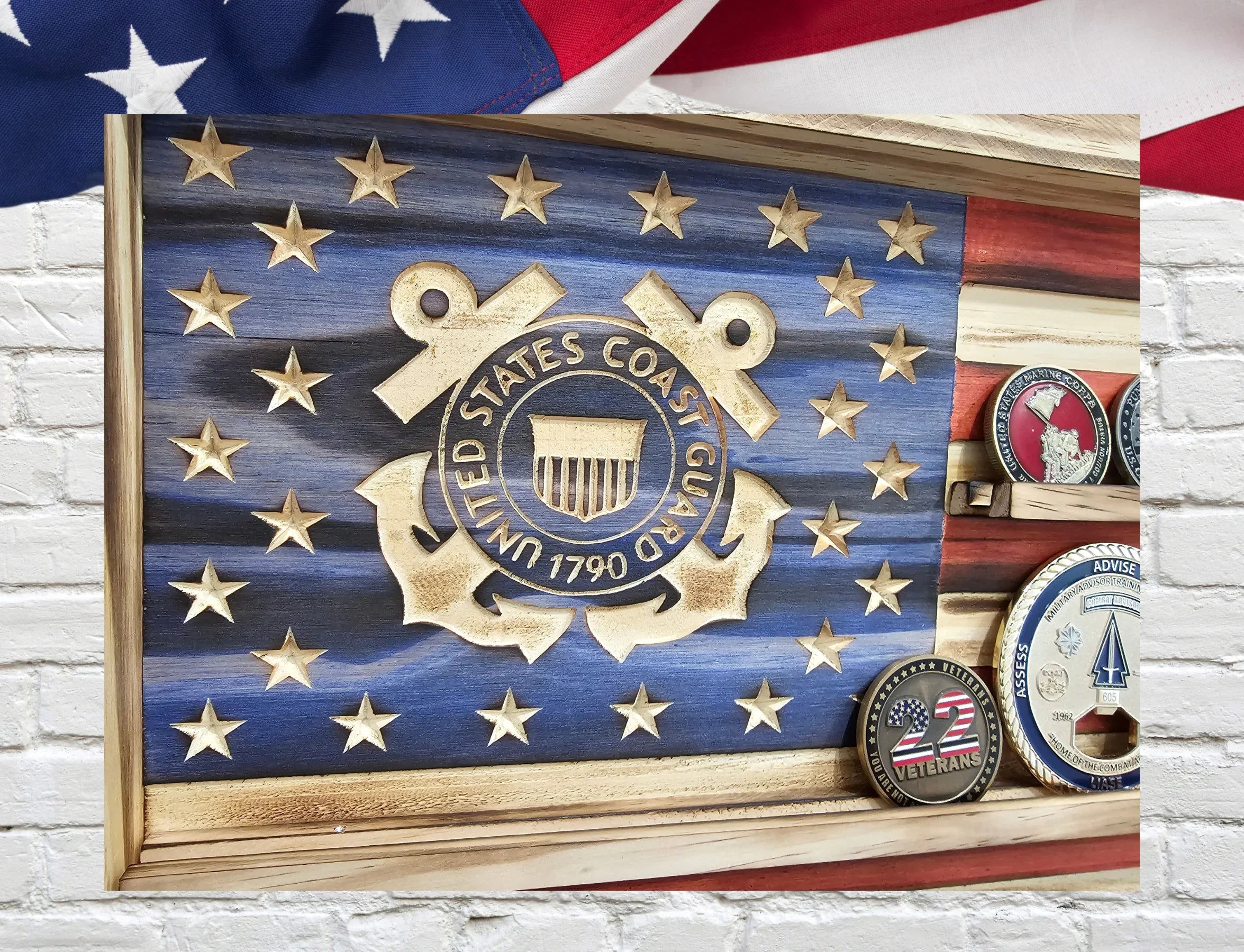Coast Guard Racks US Coast Guard Challenge Coin Display Rack Holder - Rustic Coast Guard ...