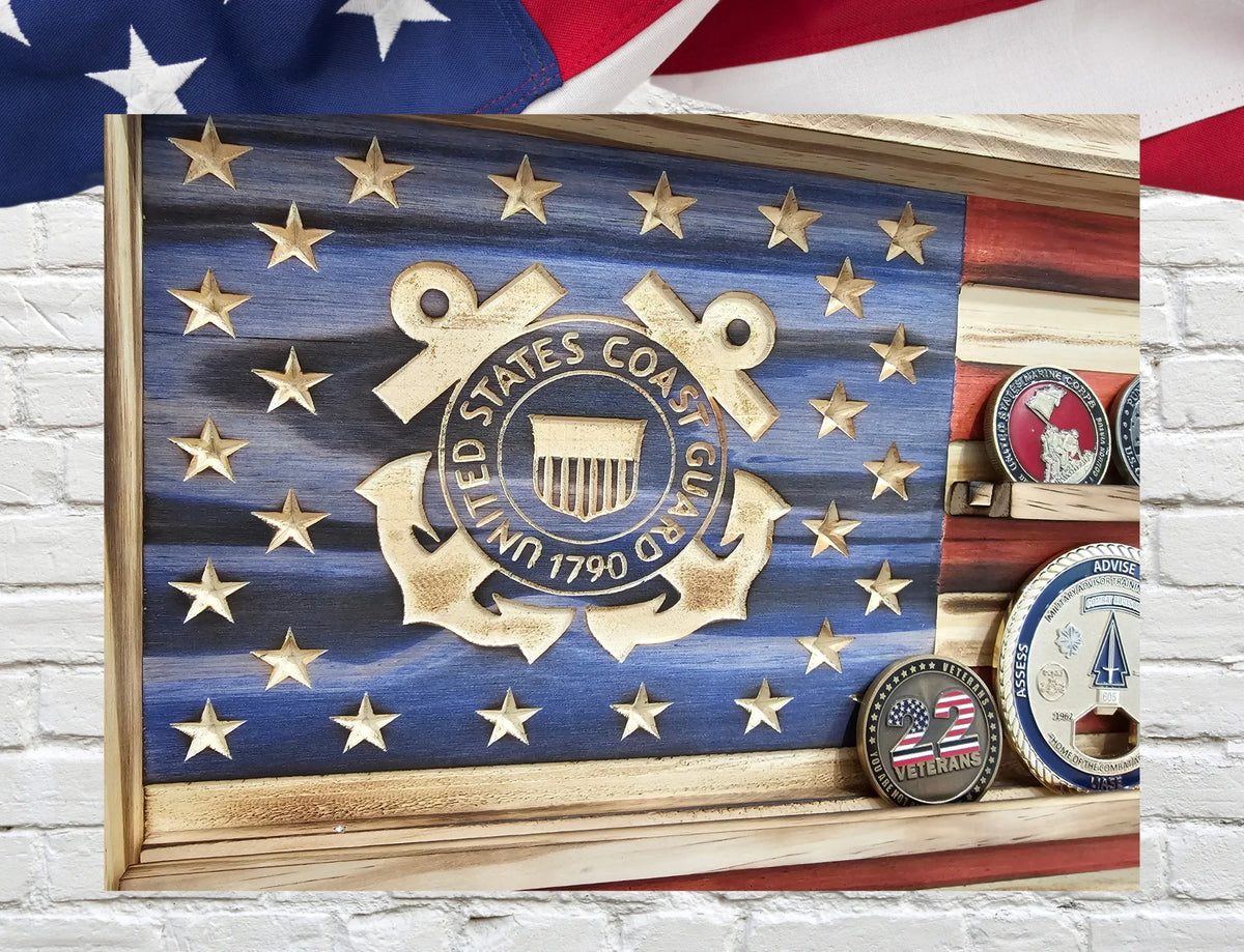 US Coast Guard Challenge Coin Display Rack Holder - Rustic Coast Guard ...