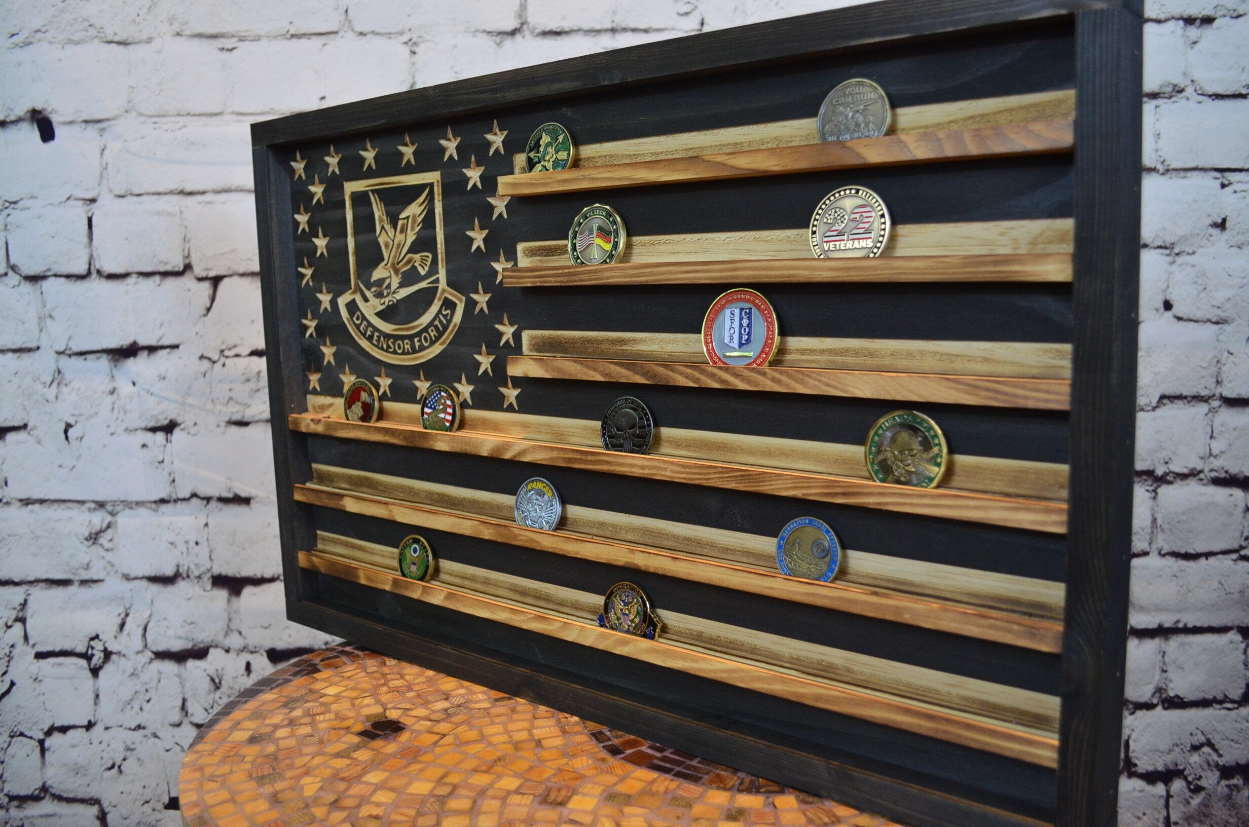 Air Force Defensor Fortis Coin Display Rack Holder - Rustic Air Force ...