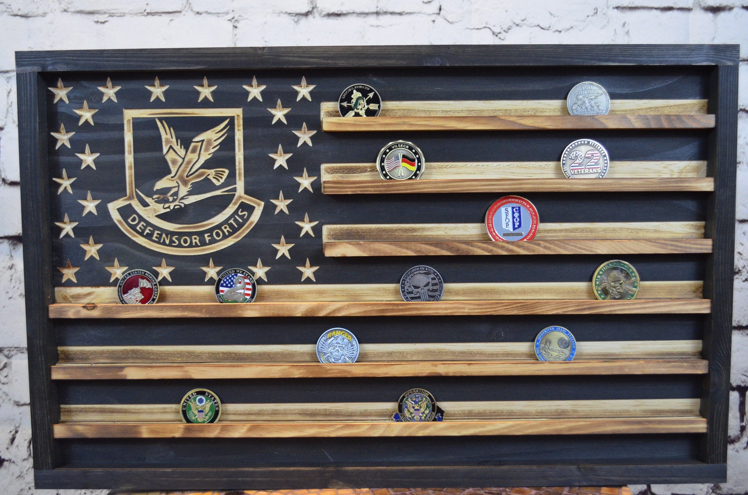 Air Force Defensor Fortis Coin Display Rack Holder - Rustic Air Force ...