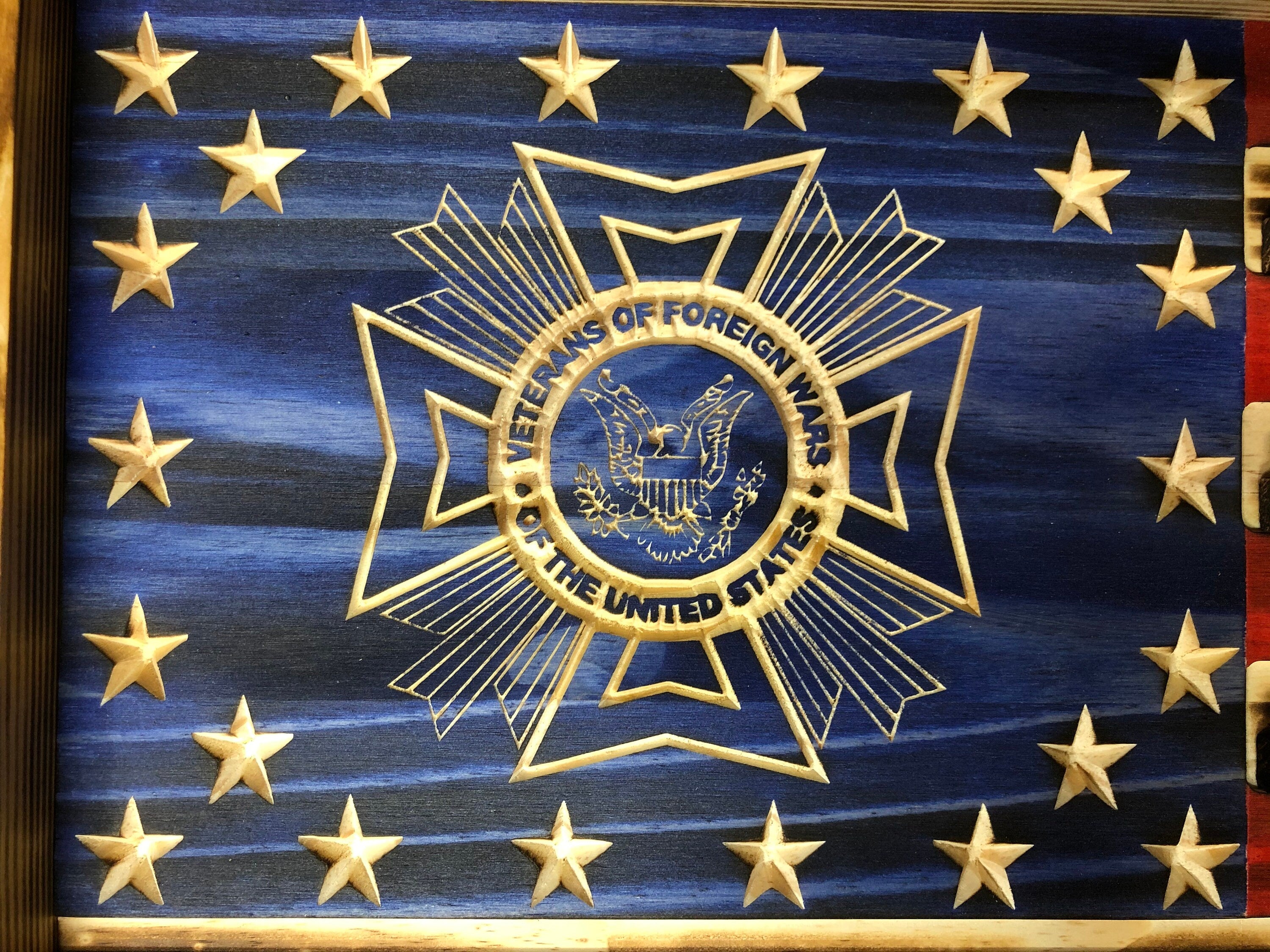 US Navy Veteran Challenge Coin Display Rack Holder - Rustic American Flag - Army Veteran Coin Display