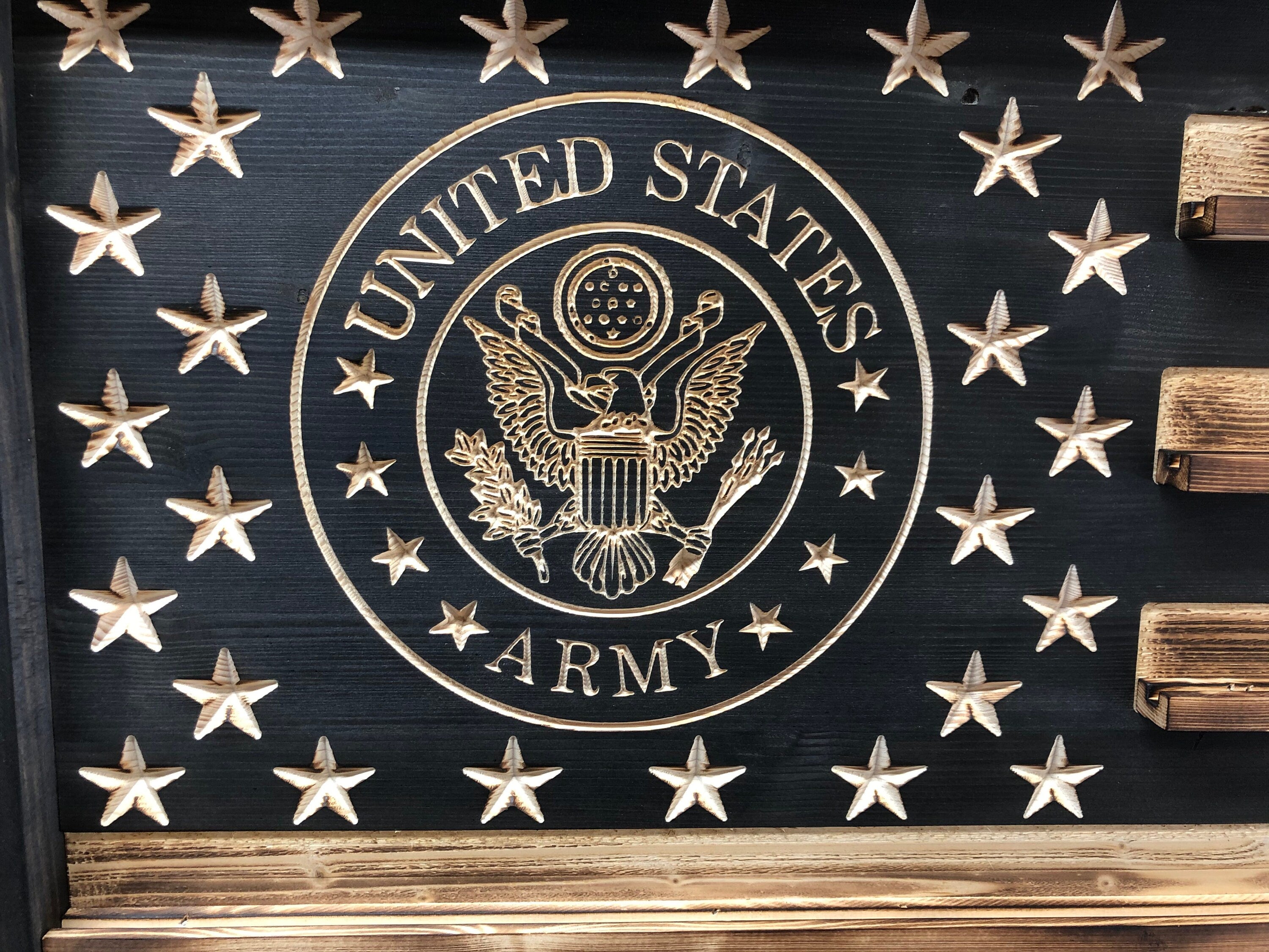 Army Challenge Coin Display Rack Holder - Rustic Army American Flag ...