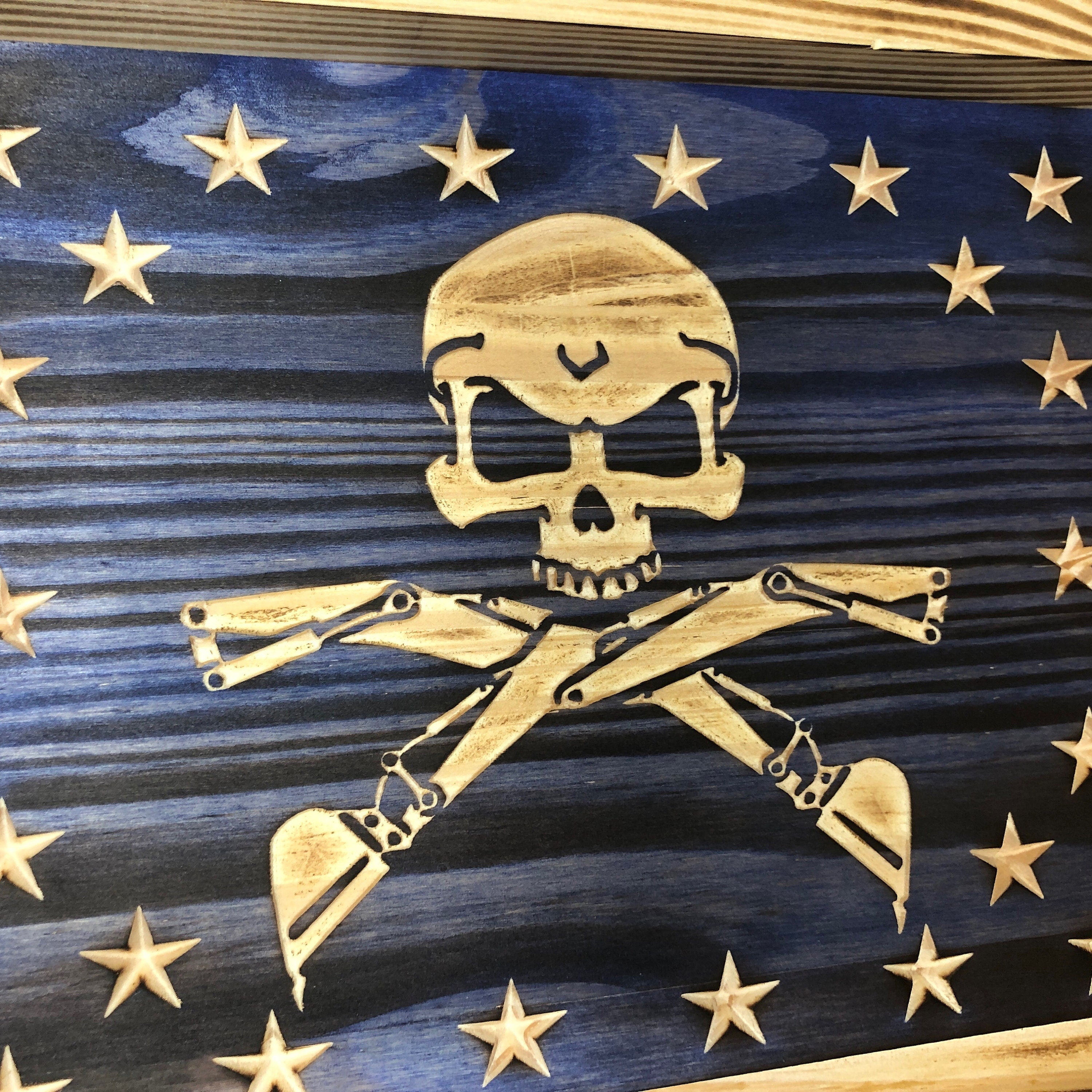 US Air Force Dirt BOYZ Challenge Coin Flag Display Holder - Rustic American Flag - USAF Military Coin Display