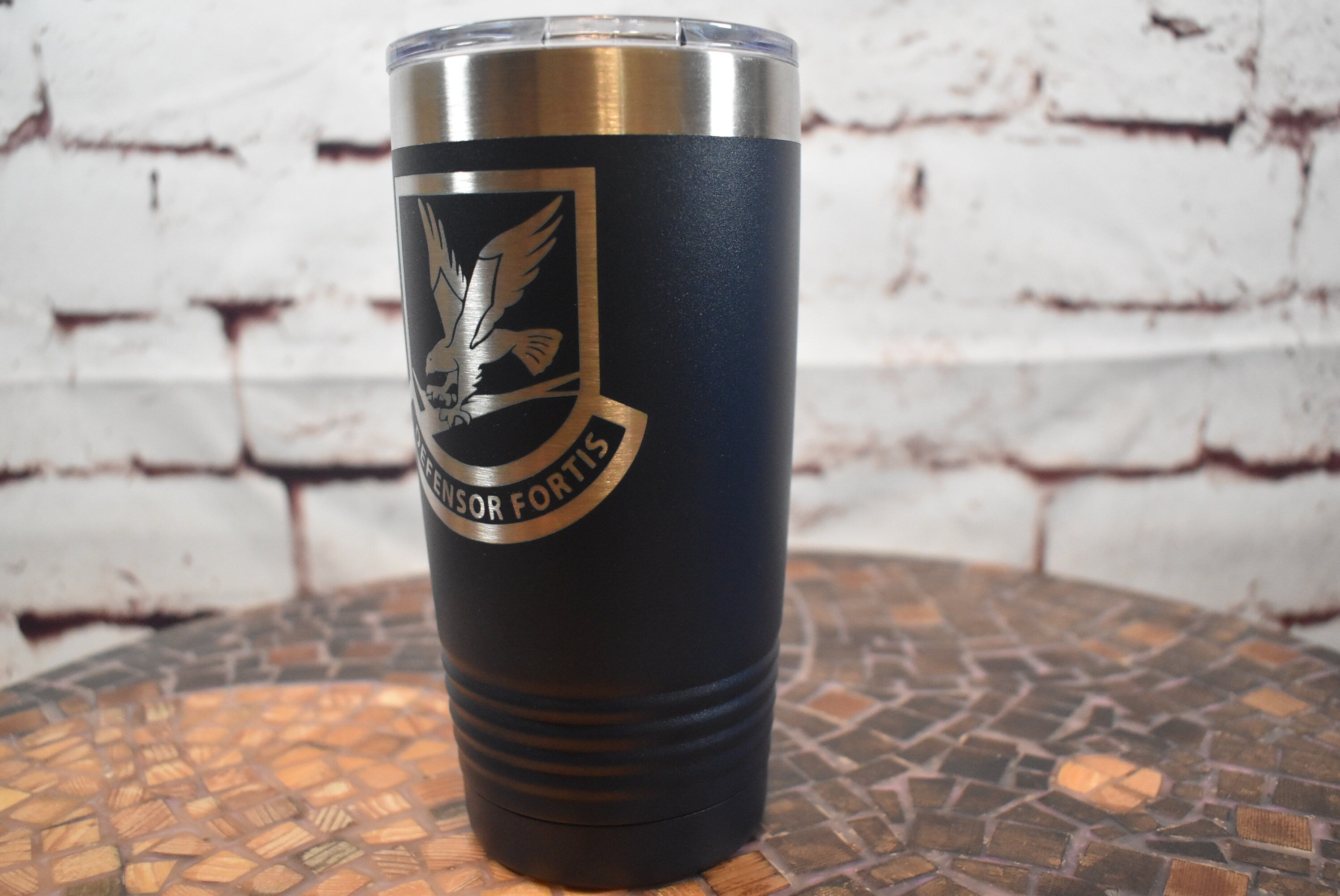 US Air Force Defensor Fortis Tumbler, Personalized Tumbler, Custom Air Force MP Tumbler, Air Force Military Police Can Cooler