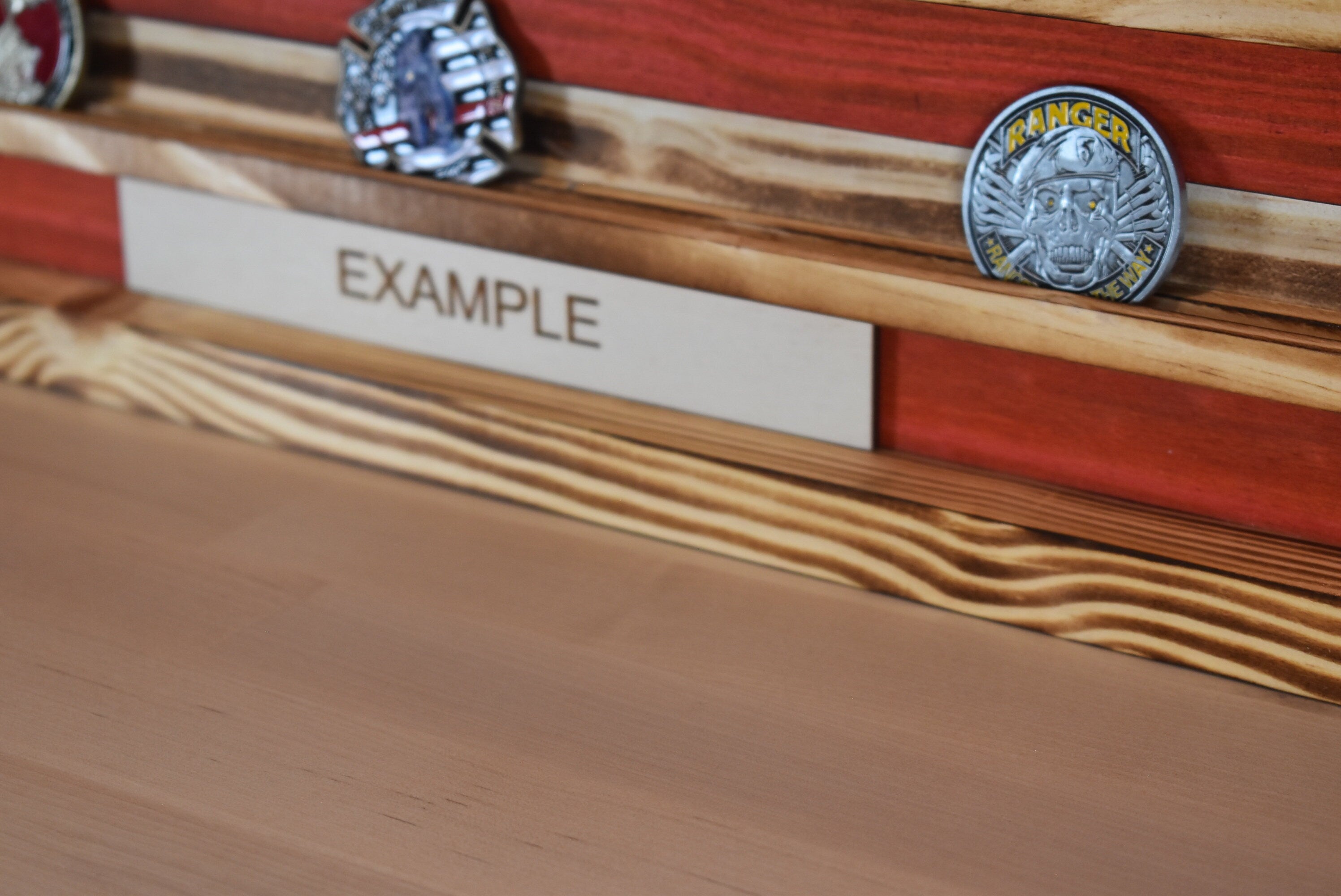Marines Challenge Coin Display Rack Holder - Rustic Marines American Flag - Military Coin Display - Semper Fi