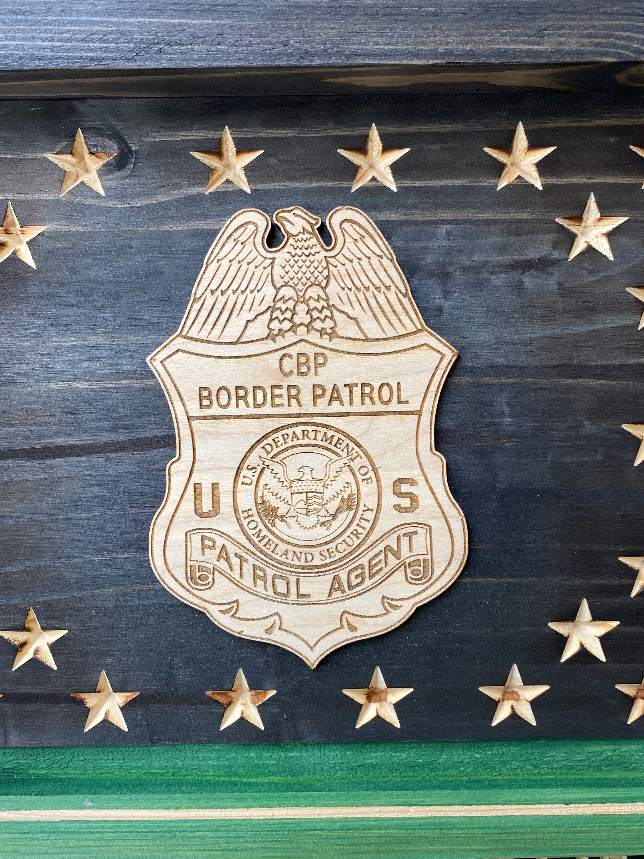Thin Green Line Coin Display Rack Holder - Rustic Military, Border Patrol American Flag Coin Display