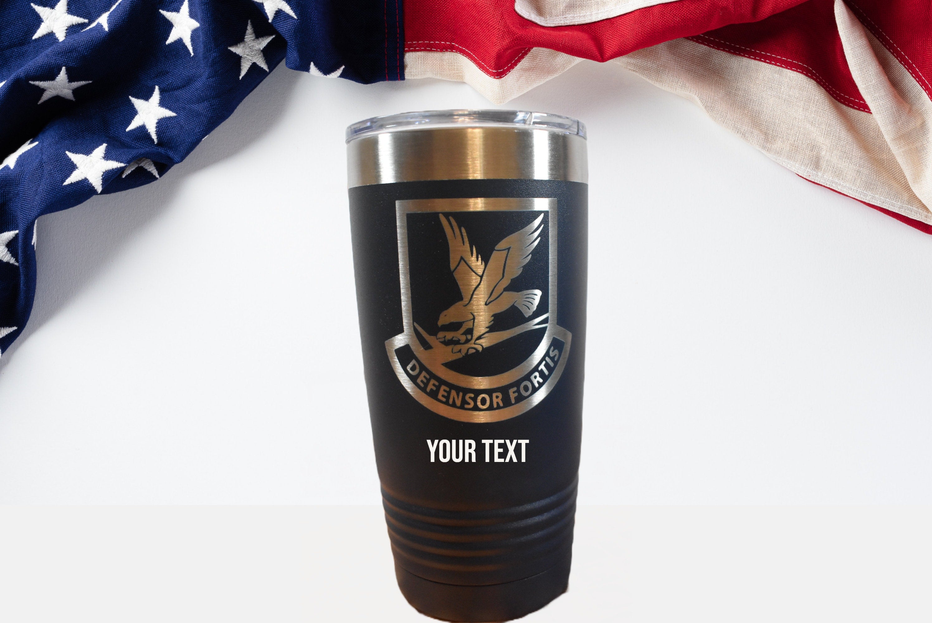 US Air Force Defensor Fortis Tumbler, Personalized Tumbler, Custom Air Force MP Tumbler, Air Force Military Police Can Cooler