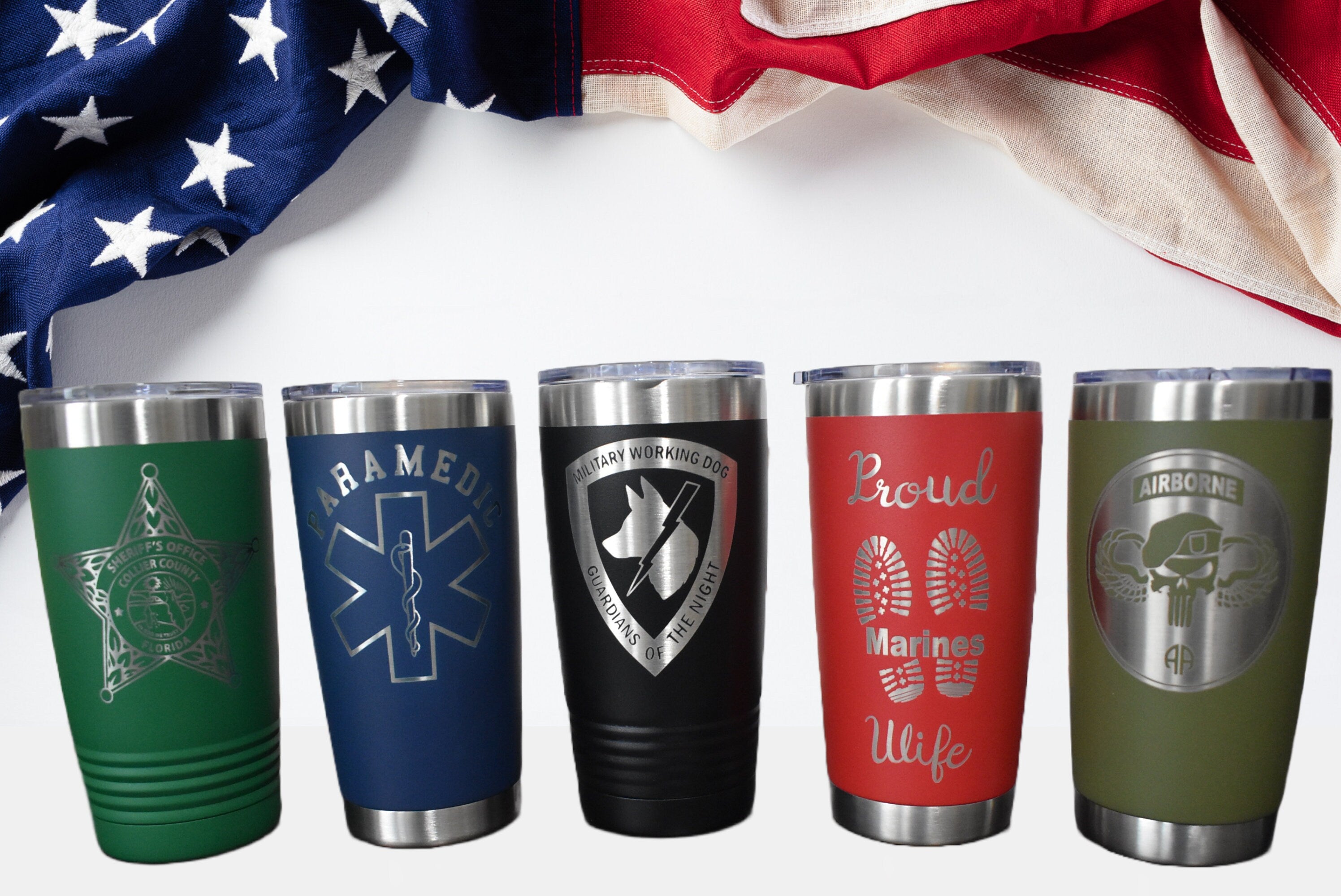 US Air Force Defensor Fortis Tumbler, Personalized Tumbler, Custom Air Force MP Tumbler, Air Force Military Police Can Cooler