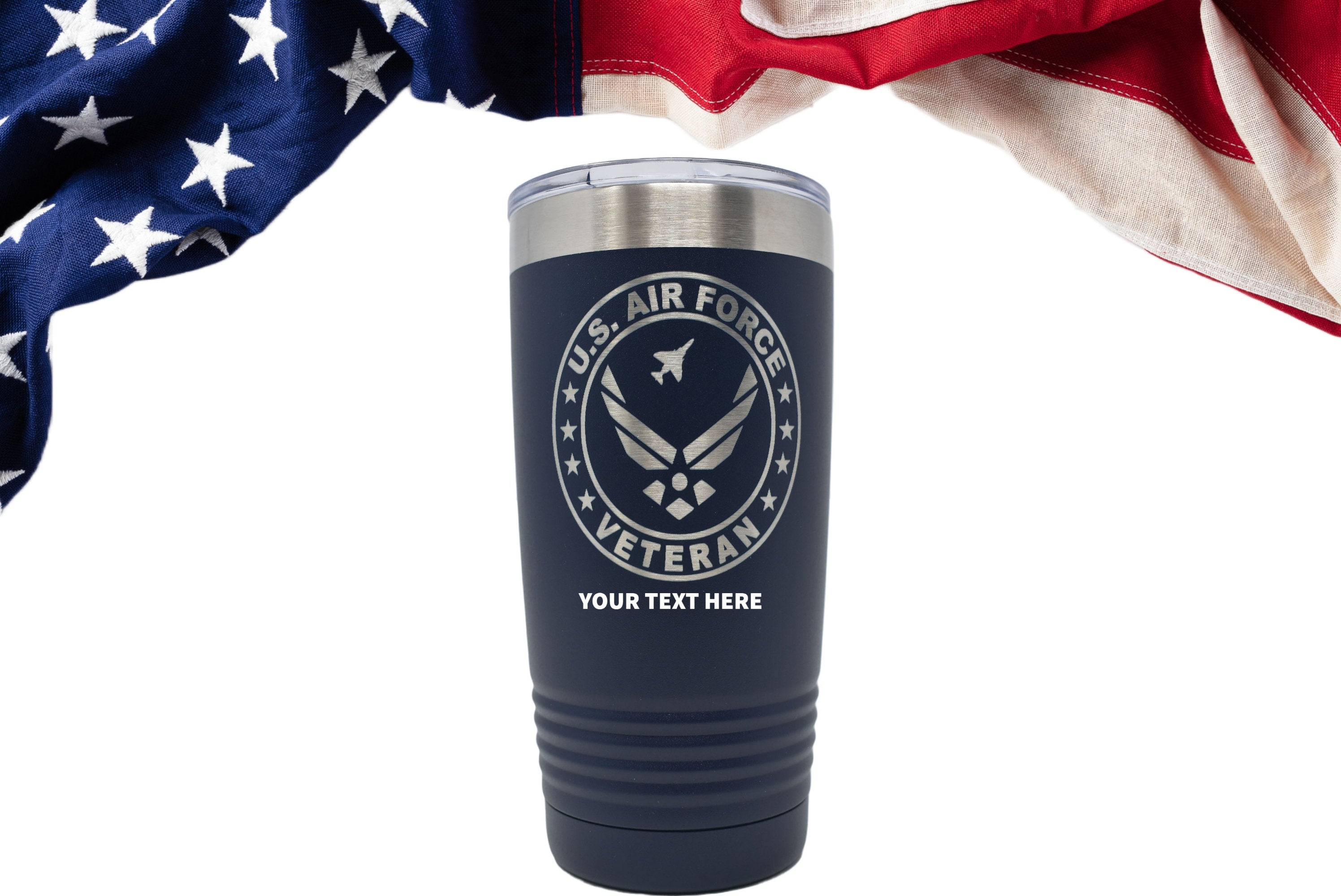 US Military Veteran Tumbler, Air Force Personalized Navy Vet Bottle, US Army Veteran Can Cooler Marine Veterans