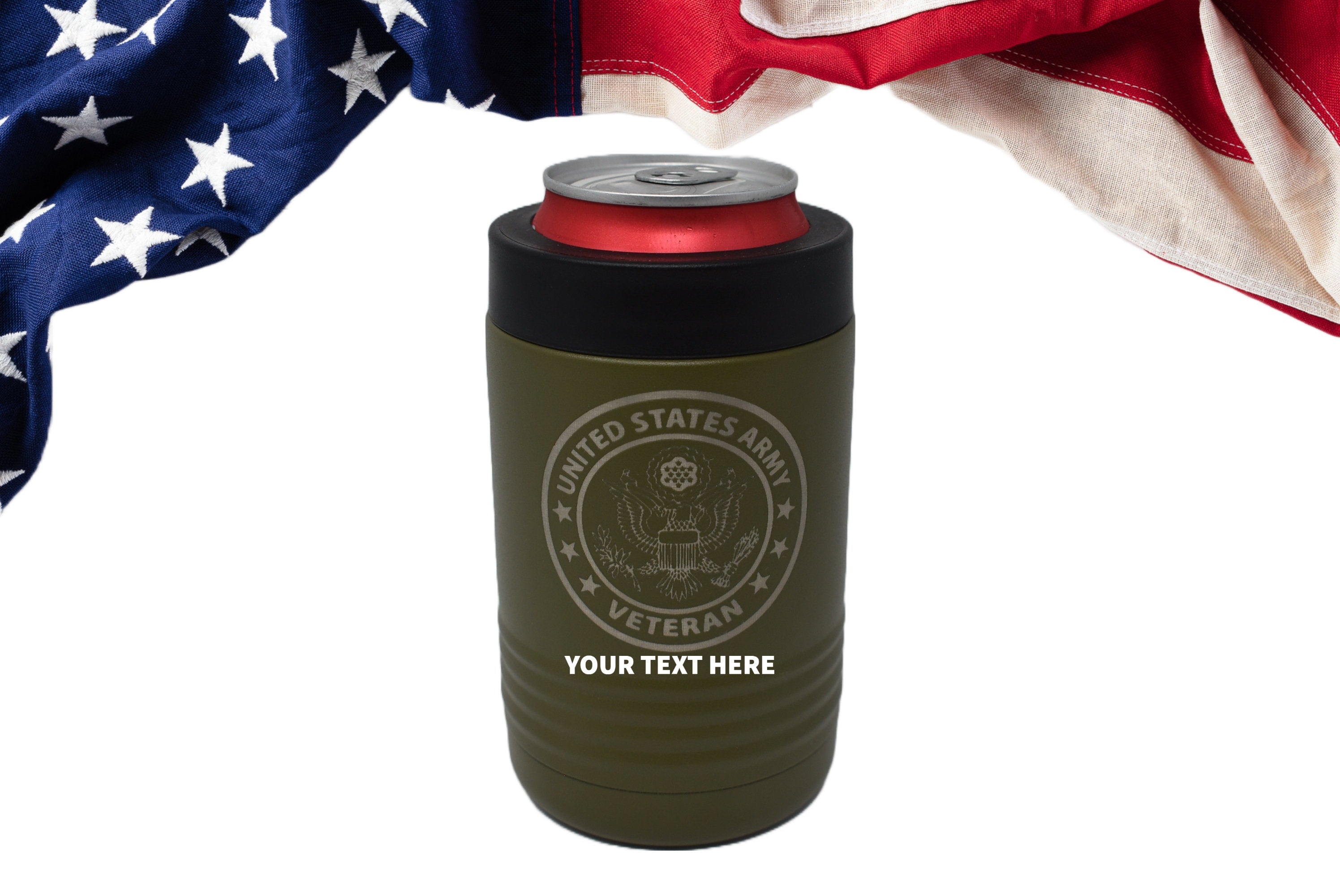 US Military Veteran Tumbler, Air Force Personalized Navy Vet Bottle, US Army Veteran Can Cooler Marine Veterans