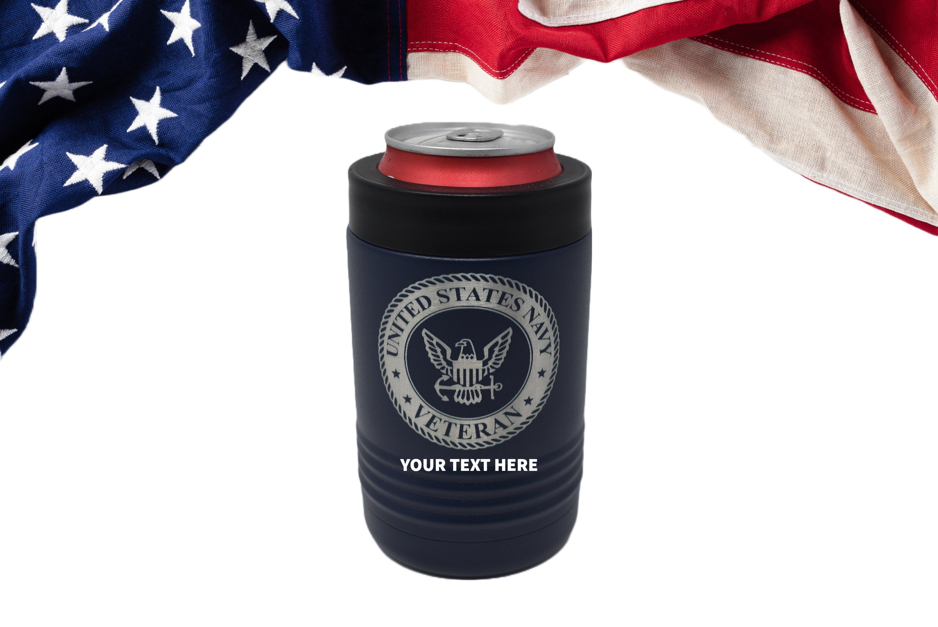 US Military Veteran Tumbler, Air Force Personalized Navy Vet Bottle, US Army Veteran Can Cooler Marine Veterans