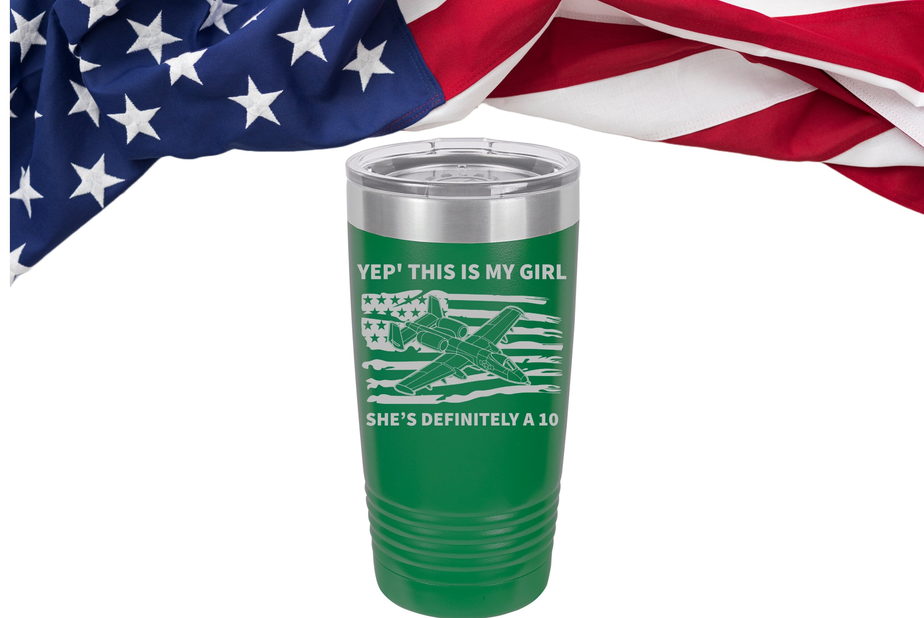 US Air Force Custom A-10 Warthog Tumbler, Yep' she's my girl Cool Custom Personalized Warthog Tumbler, Air Force Brrt Can Cooler, She's A 10