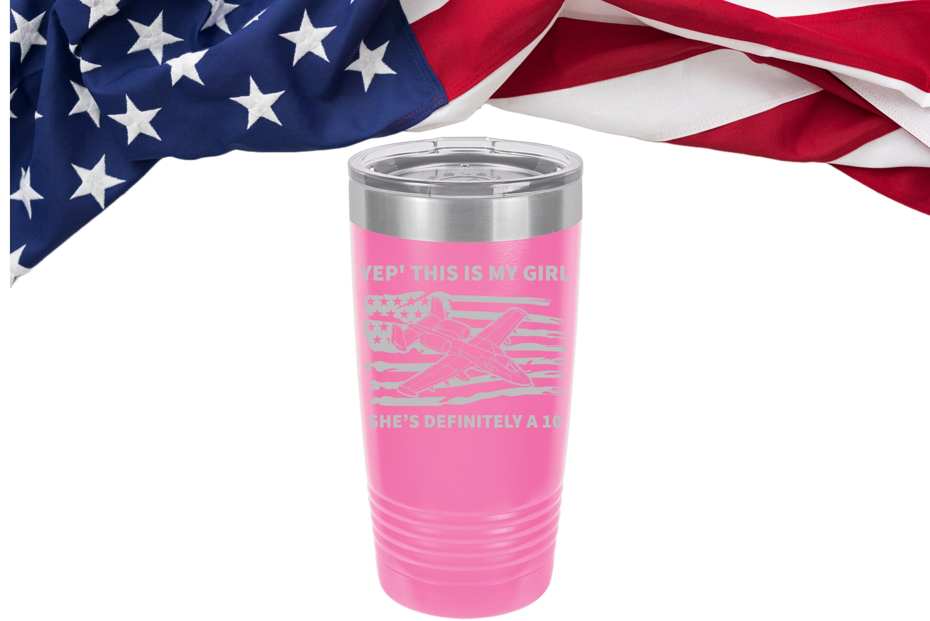 US Air Force Custom A-10 Warthog Tumbler, Yep' she's my girl Cool Custom Personalized Warthog Tumbler, Air Force Brrt Can Cooler, She's A 10