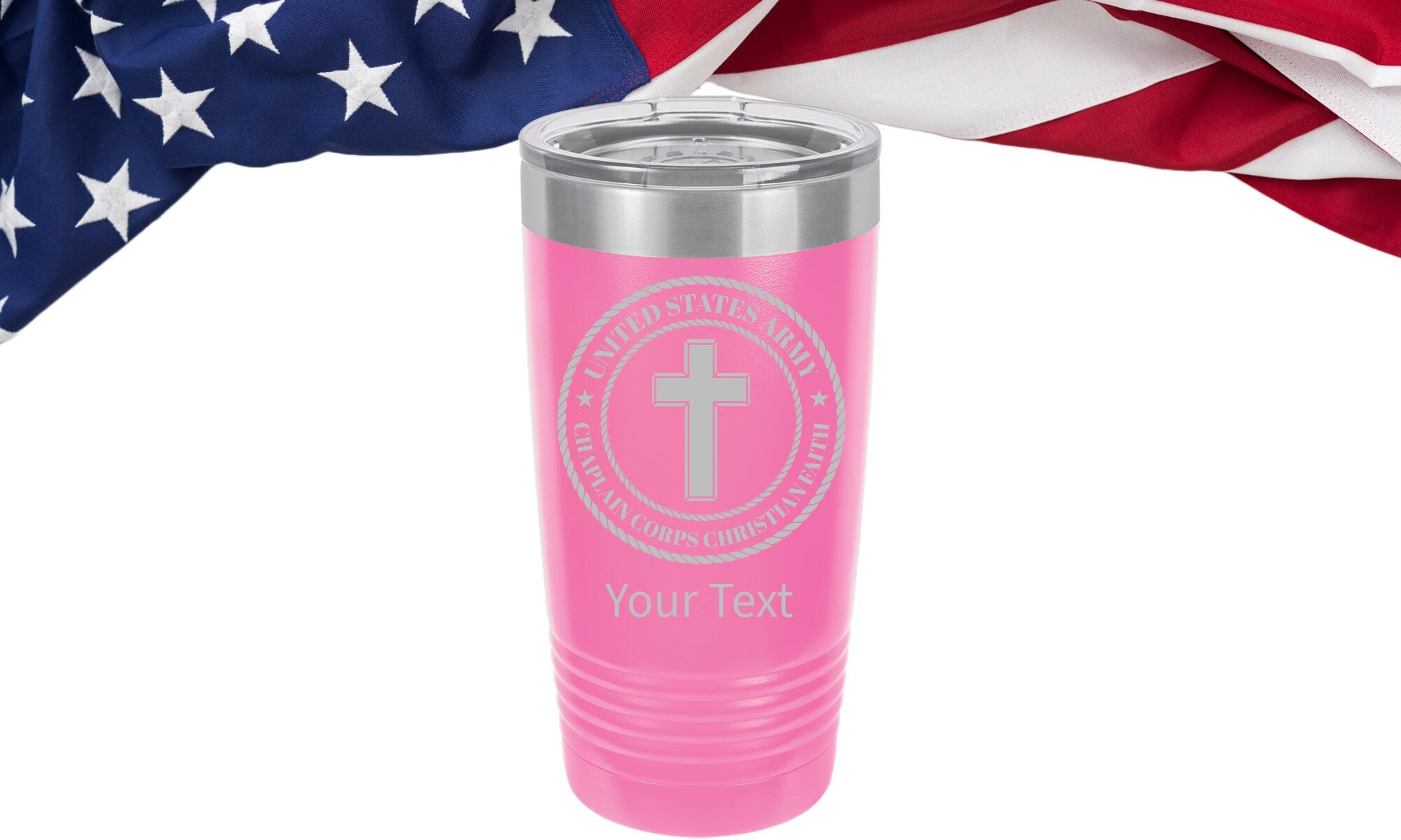 US Army Chaplain Christian Insignia Veteran laser engraved Tumbler Personalized Tumblers US Army Division Personalized Military Mug
