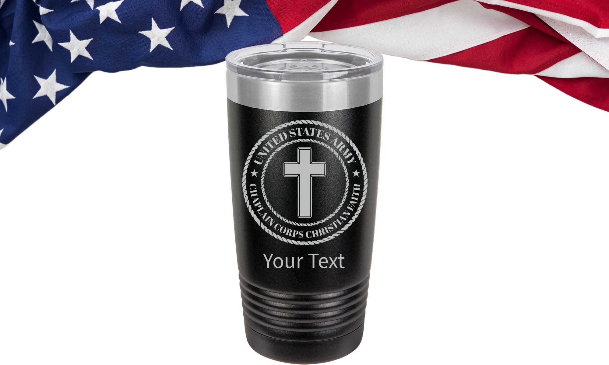 US Army Chaplain Christian Insignia Veteran laser engraved Tumbler Personalized Tumblers US Army Division Personalized Military Mug