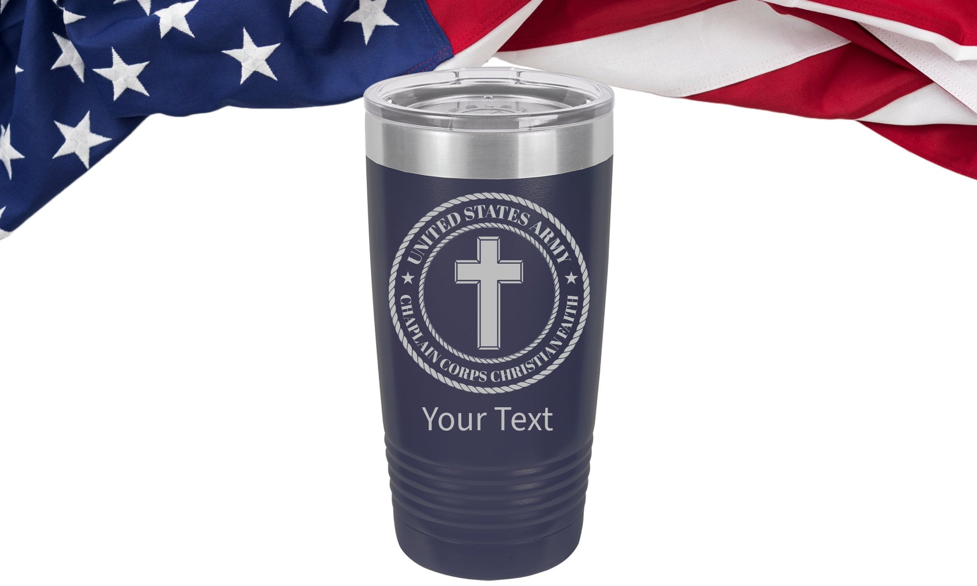 US Army Chaplain Christian Insignia Veteran laser engraved Tumbler Personalized Tumblers US Army Division Personalized Military Mug