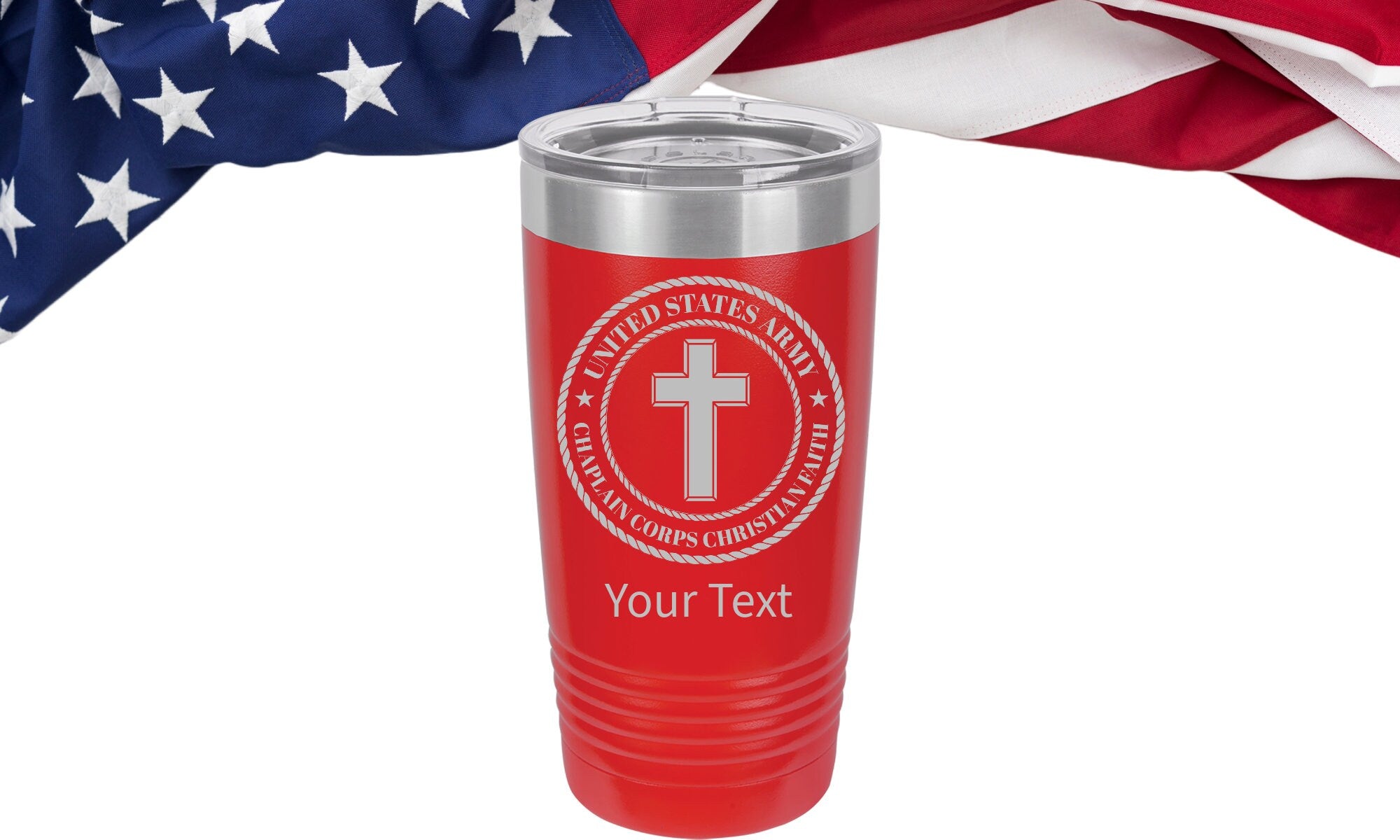 US Army Chaplain Christian Insignia Veteran laser engraved Tumbler Personalized Tumblers US Army Division Personalized Military Mug