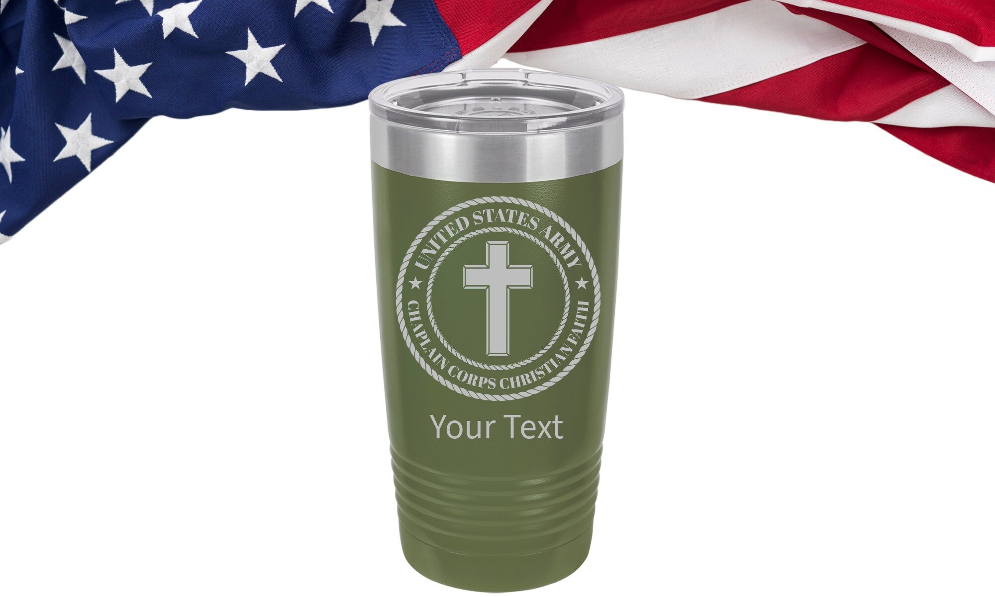US Army Chaplain Christian Insignia Veteran laser engraved Tumbler Personalized Tumblers US Army Division Personalized Military Mug