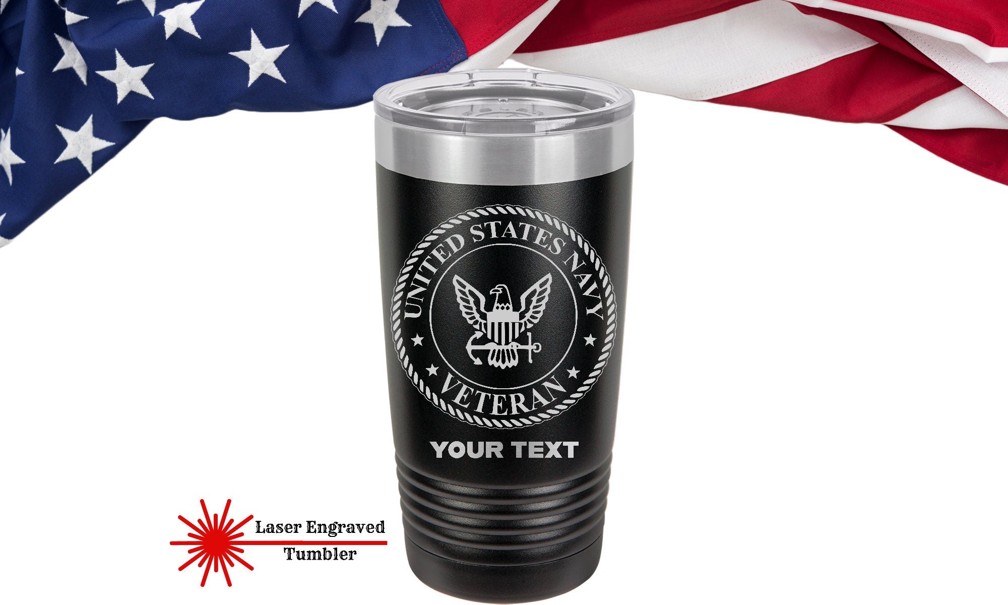 US Military Veteran Tumbler, Air Force Personalized Navy Vet Bottle, US Army Veteran Can Cooler Marine Veterans