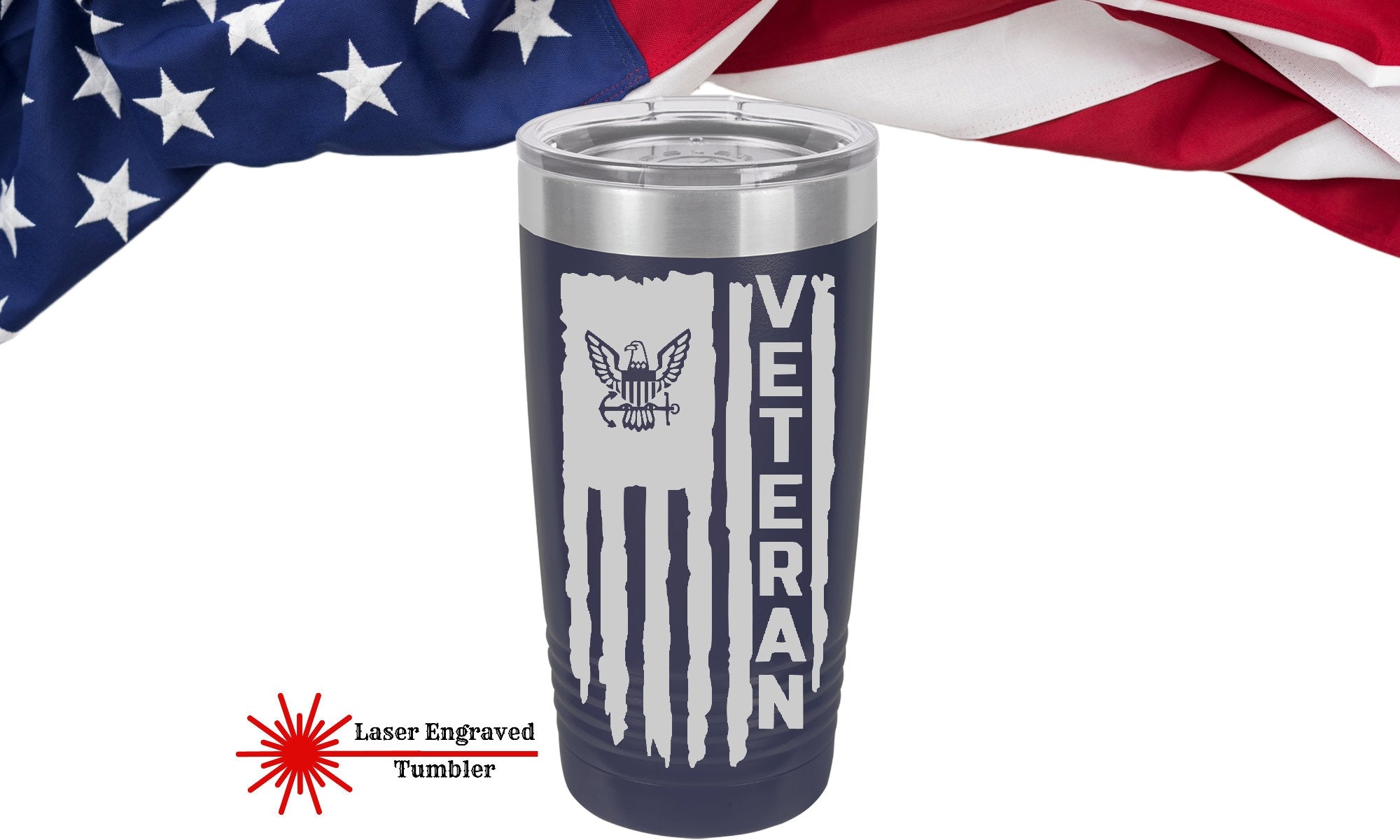 US Navy Veteran 20oz  laser engraved Tumbler, Veteran Personalized US Navy Vet Bottle, US Sailor Veteran Can Cooler Marine Veterans