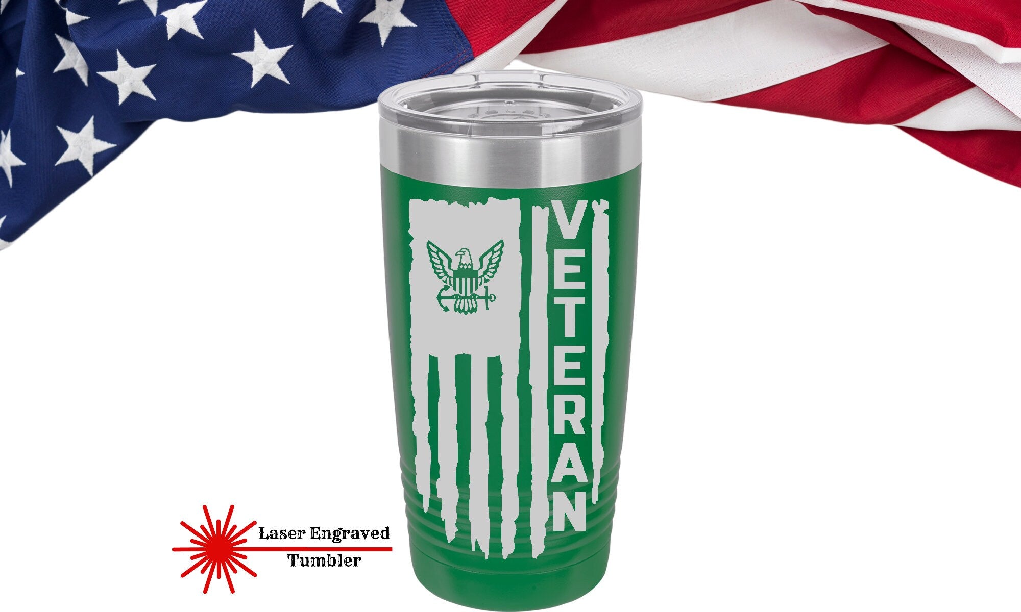 US Navy Veteran 20oz  laser engraved Tumbler, Veteran Personalized US Navy Vet Bottle, US Sailor Veteran Can Cooler Marine Veterans