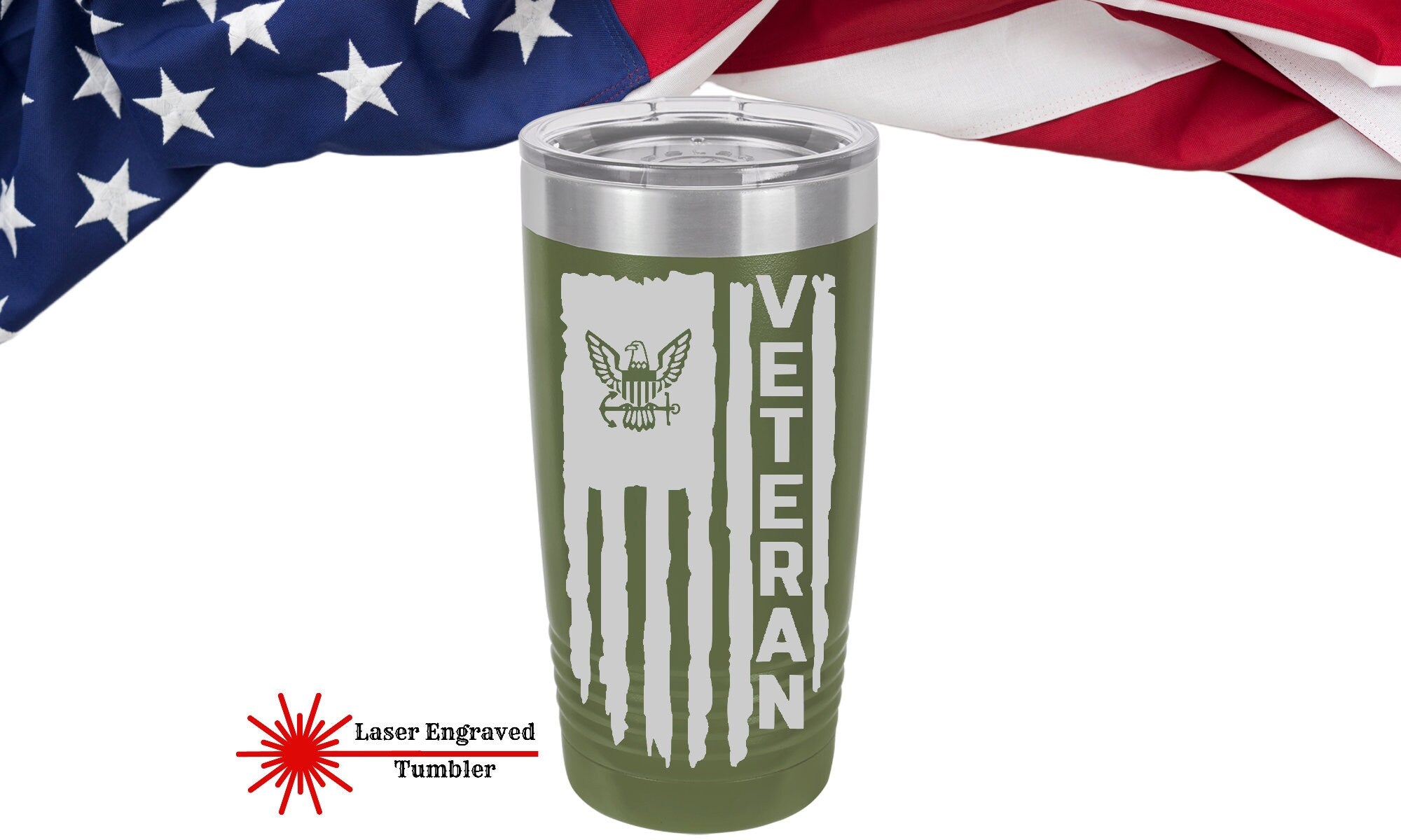US Navy Veteran 20oz  laser engraved Tumbler, Veteran Personalized US Navy Vet Bottle, US Sailor Veteran Can Cooler Marine Veterans